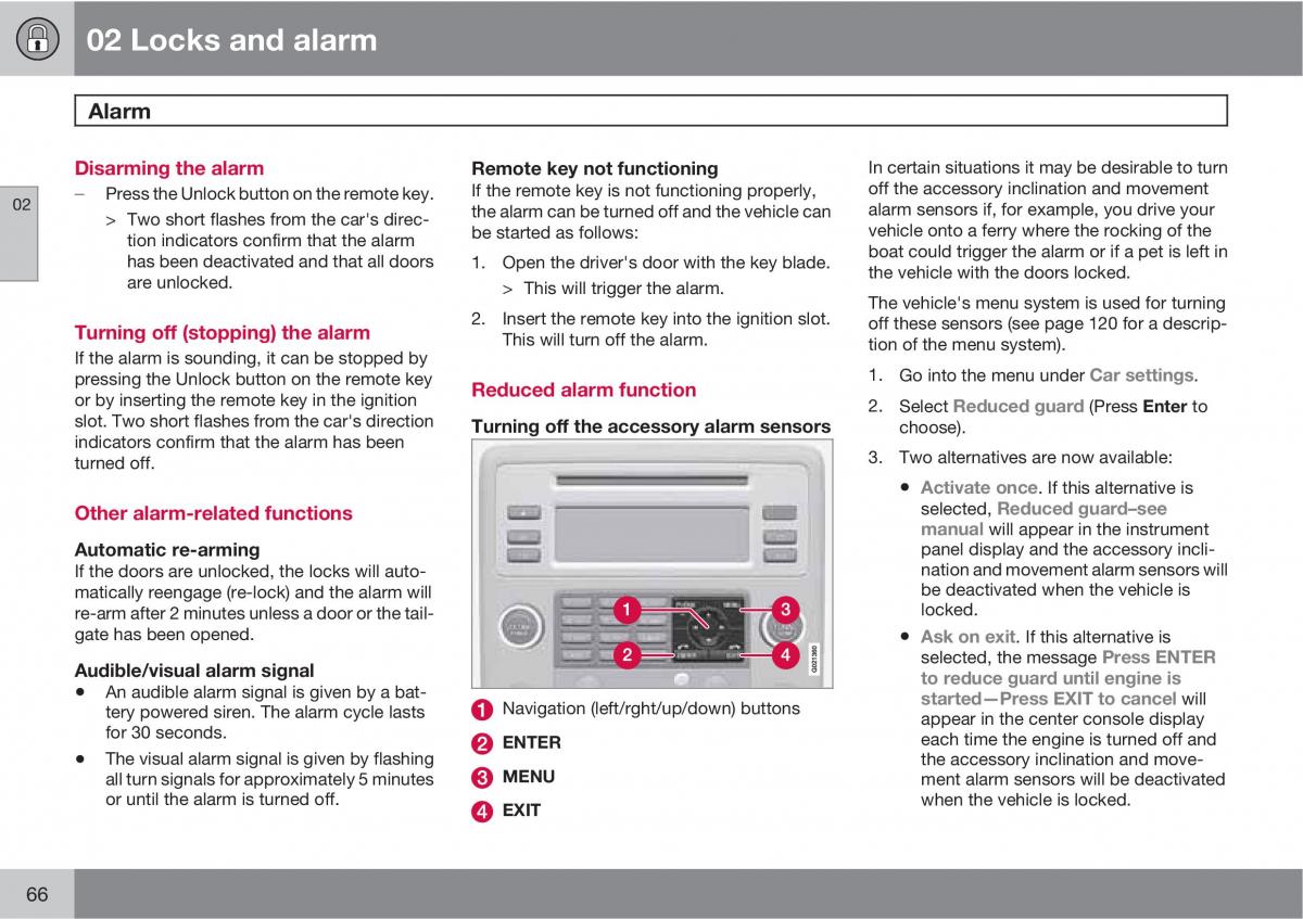 Volvo V70 XC70 III owners manual / page 66