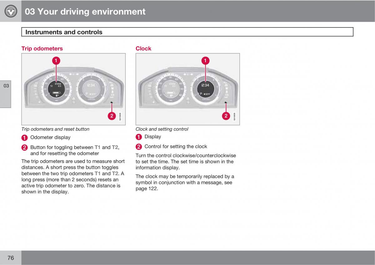 Volvo V70 XC70 III owners manual / page 76