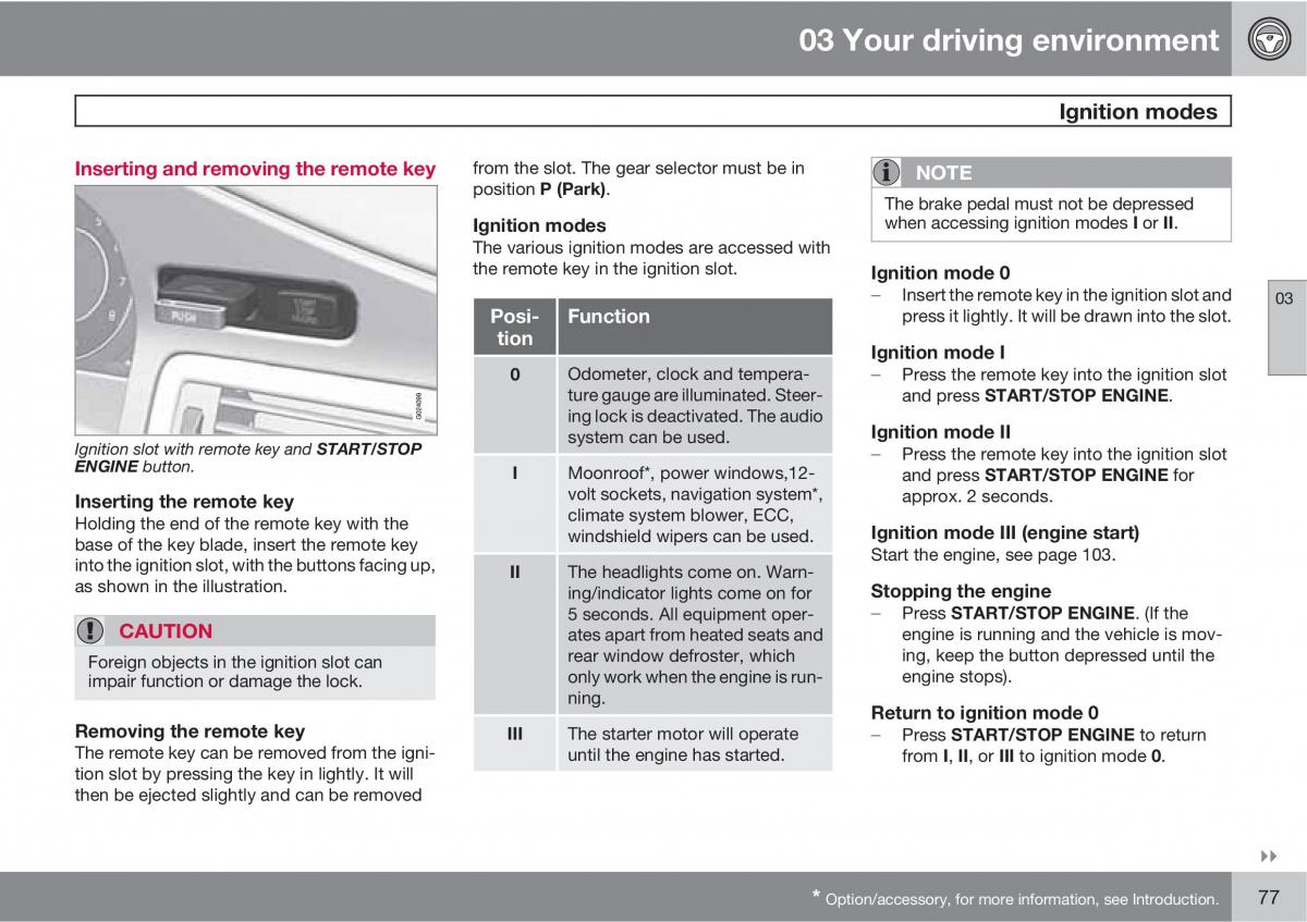 Volvo V70 XC70 III owners manual / page 77