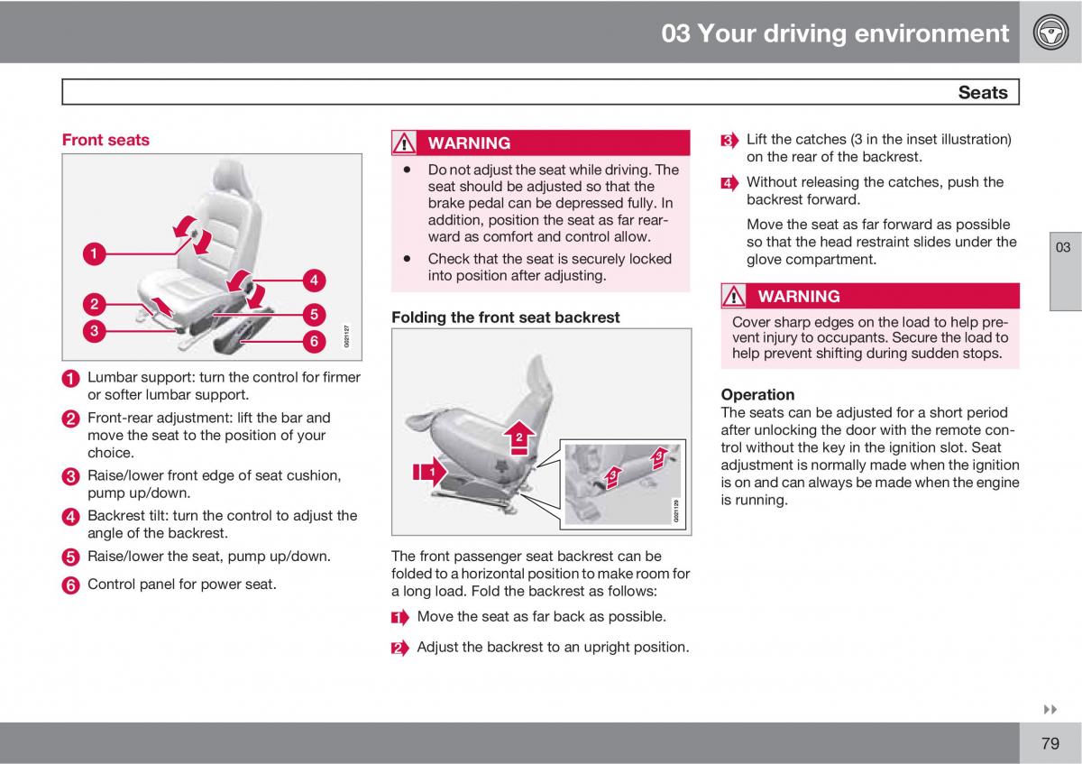 Volvo V70 XC70 III owners manual / page 79