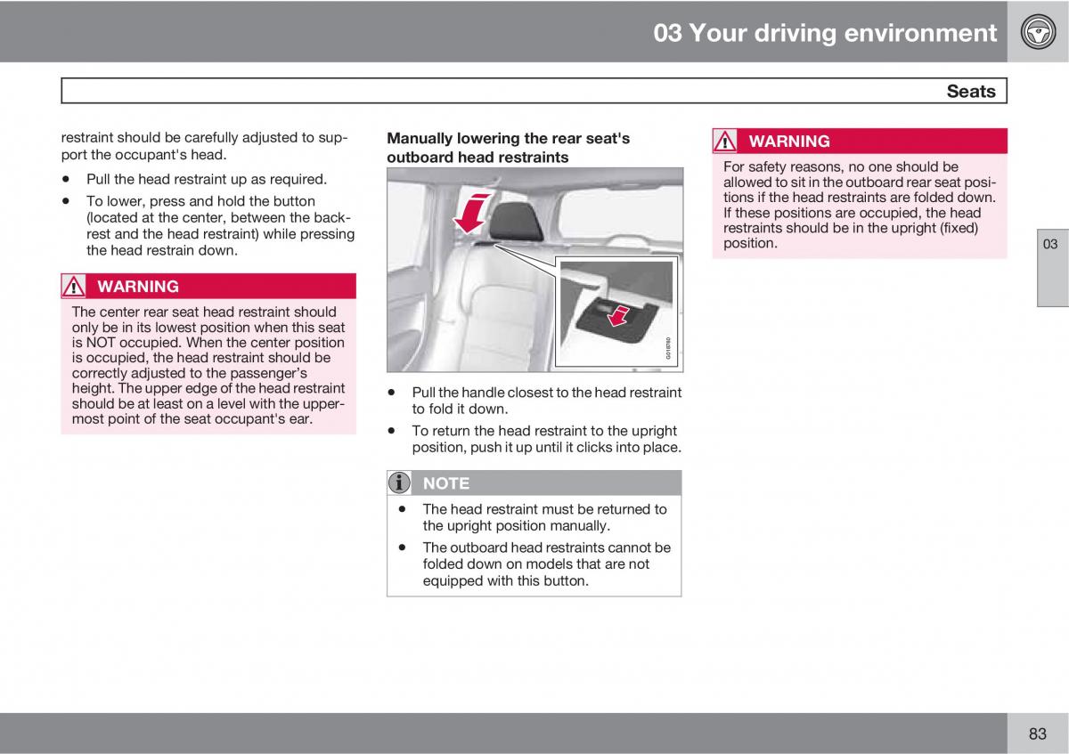 Volvo V70 XC70 III owners manual / page 83