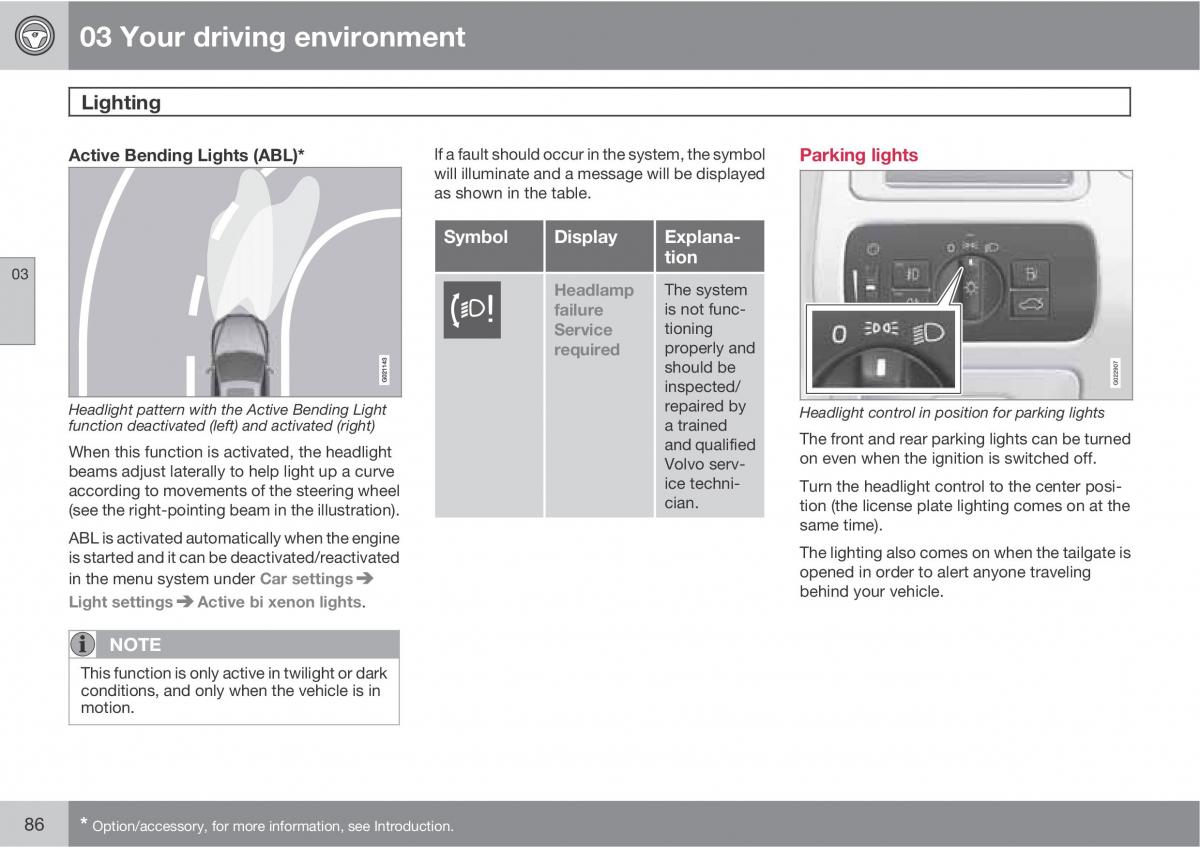 Volvo V70 XC70 III owners manual / page 86