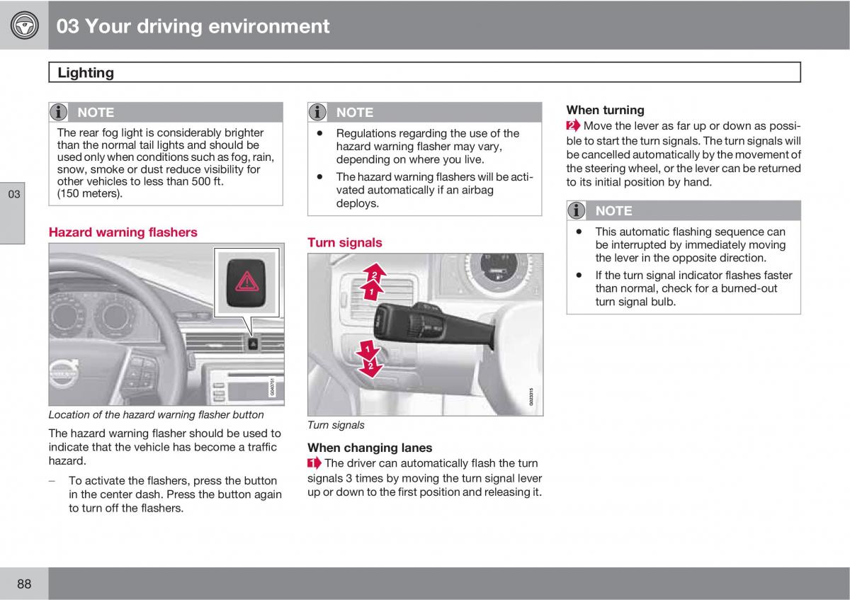 Volvo V70 XC70 III owners manual / page 88