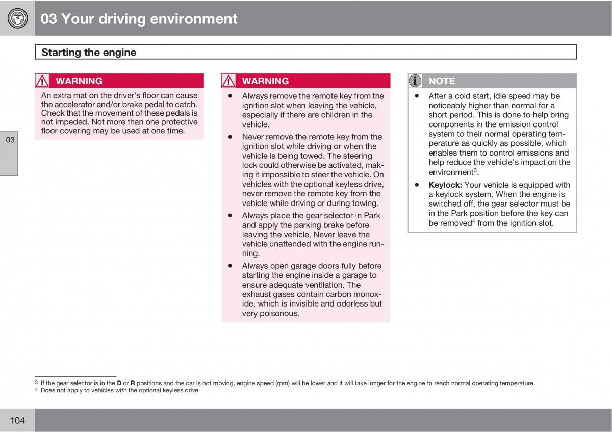 Volvo V70 XC70 III owners manual / page 104