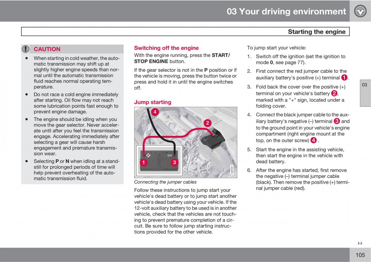 Volvo V70 XC70 III owners manual / page 105