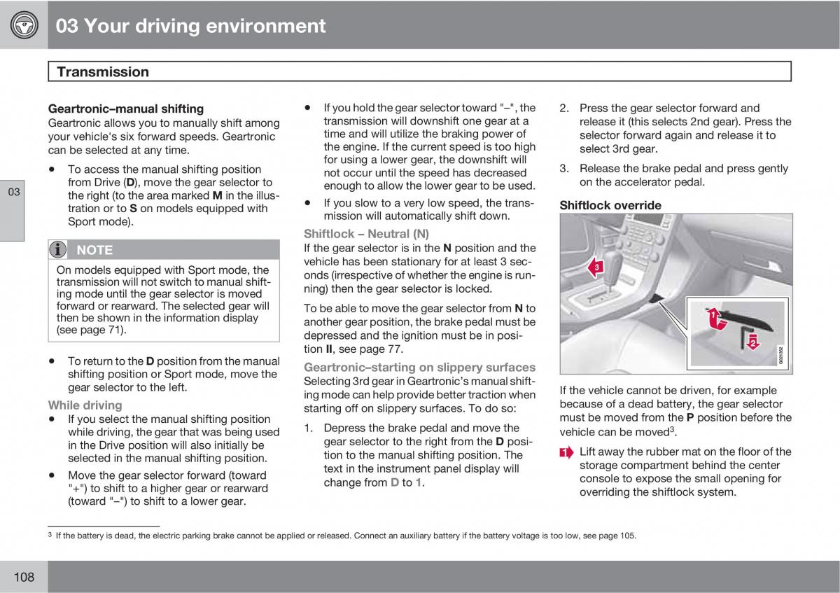 Volvo V70 XC70 III owners manual / page 108