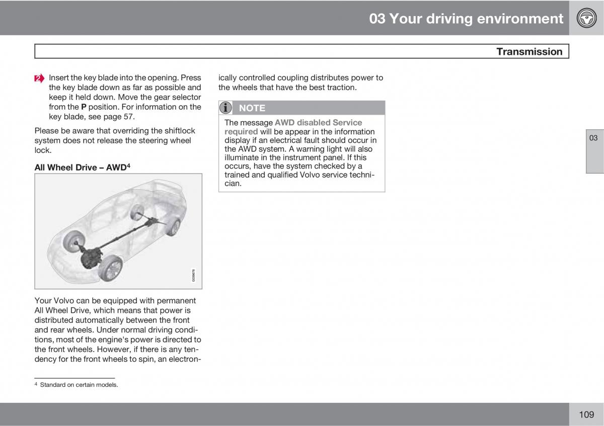 Volvo V70 XC70 III owners manual / page 109