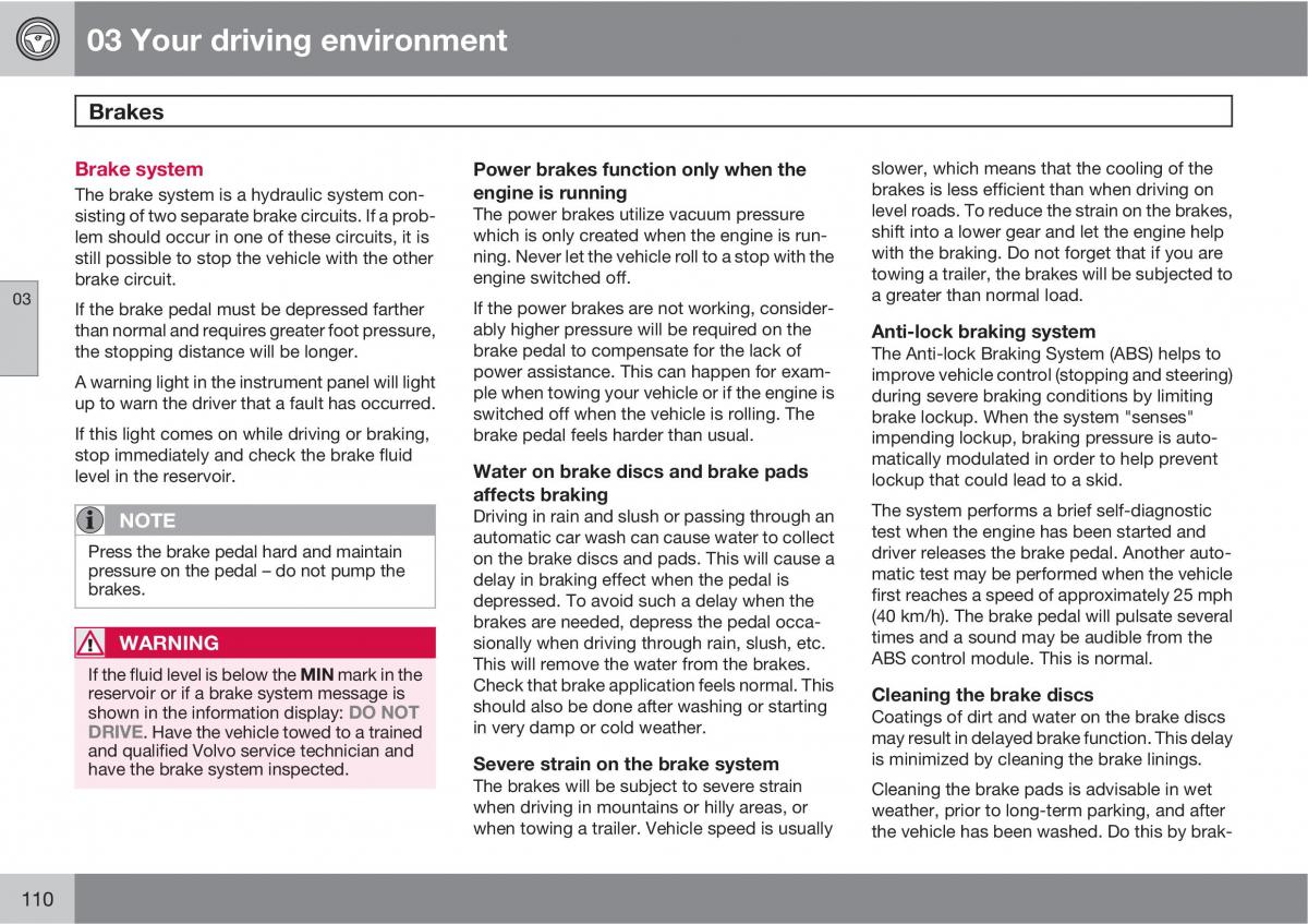 Volvo V70 XC70 III owners manual / page 110