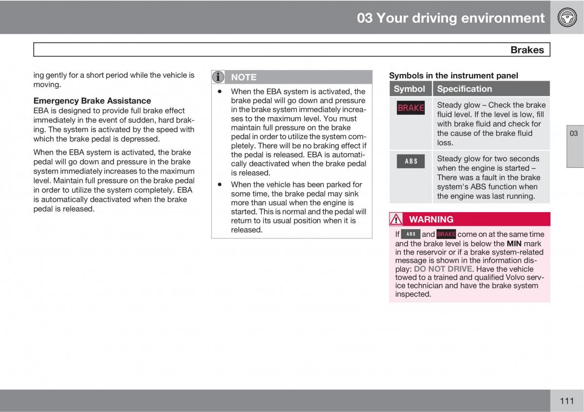 Volvo V70 XC70 III owners manual / page 111