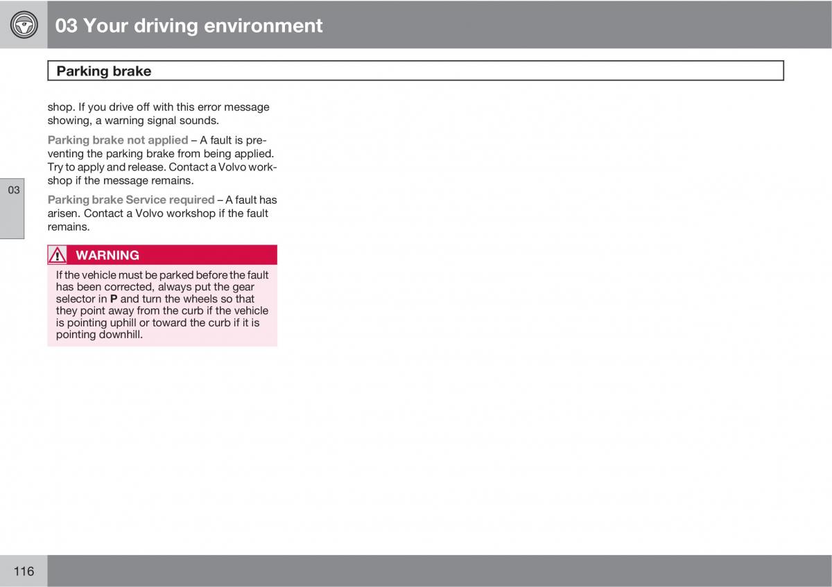 Volvo V70 XC70 III owners manual / page 116