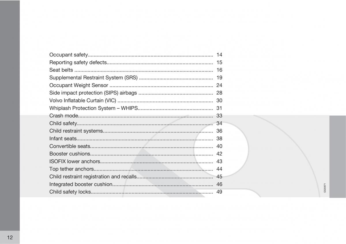 Volvo V70 XC70 III owners manual / page 12