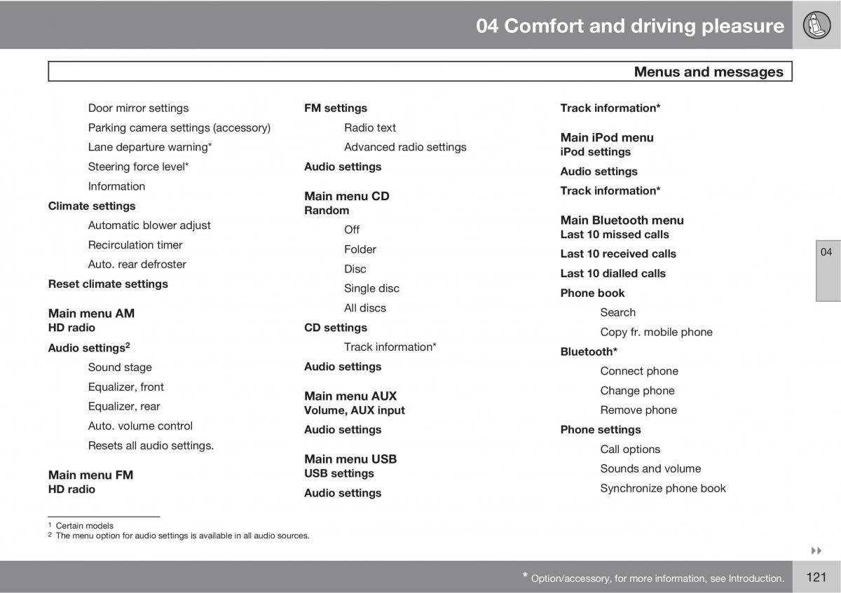 Volvo V70 XC70 III owners manual / page 121