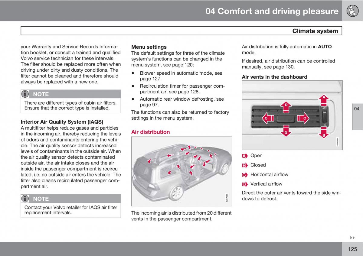 Volvo V70 XC70 III owners manual / page 125