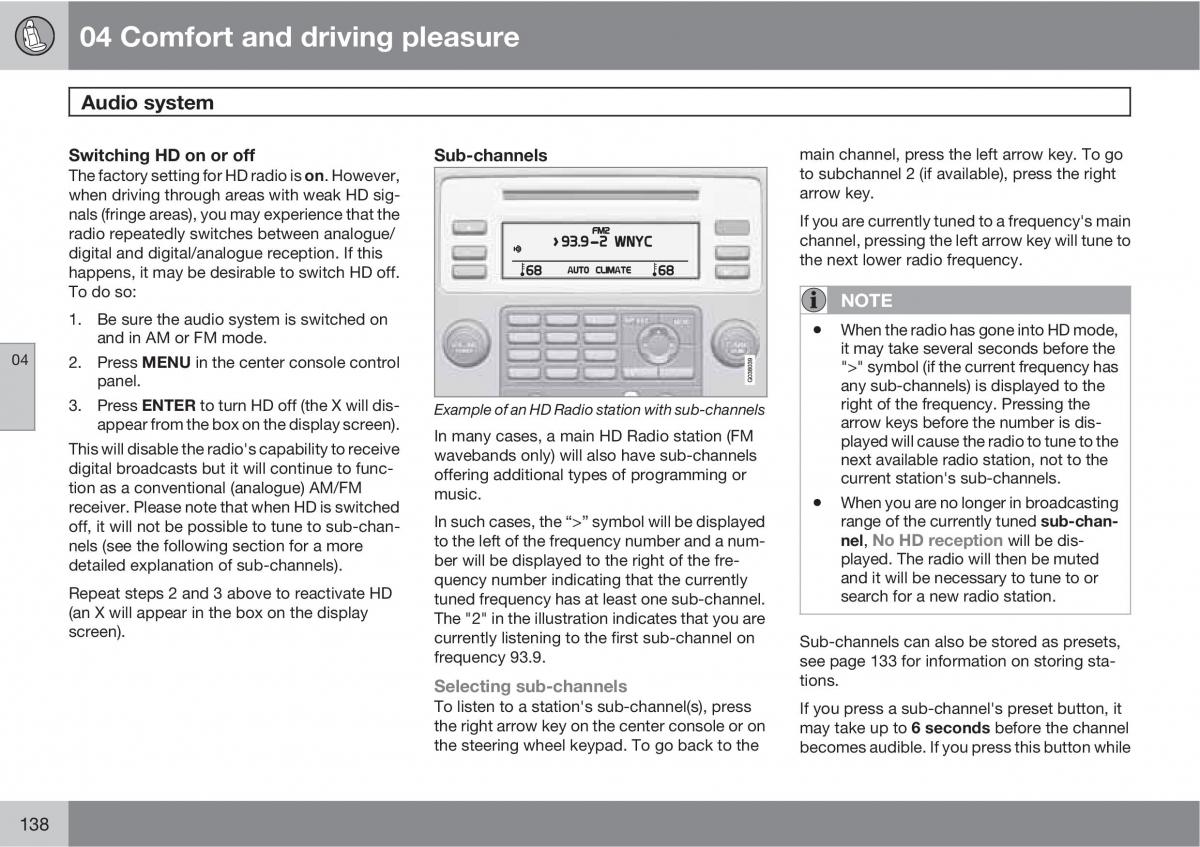 Volvo V70 XC70 III owners manual / page 138