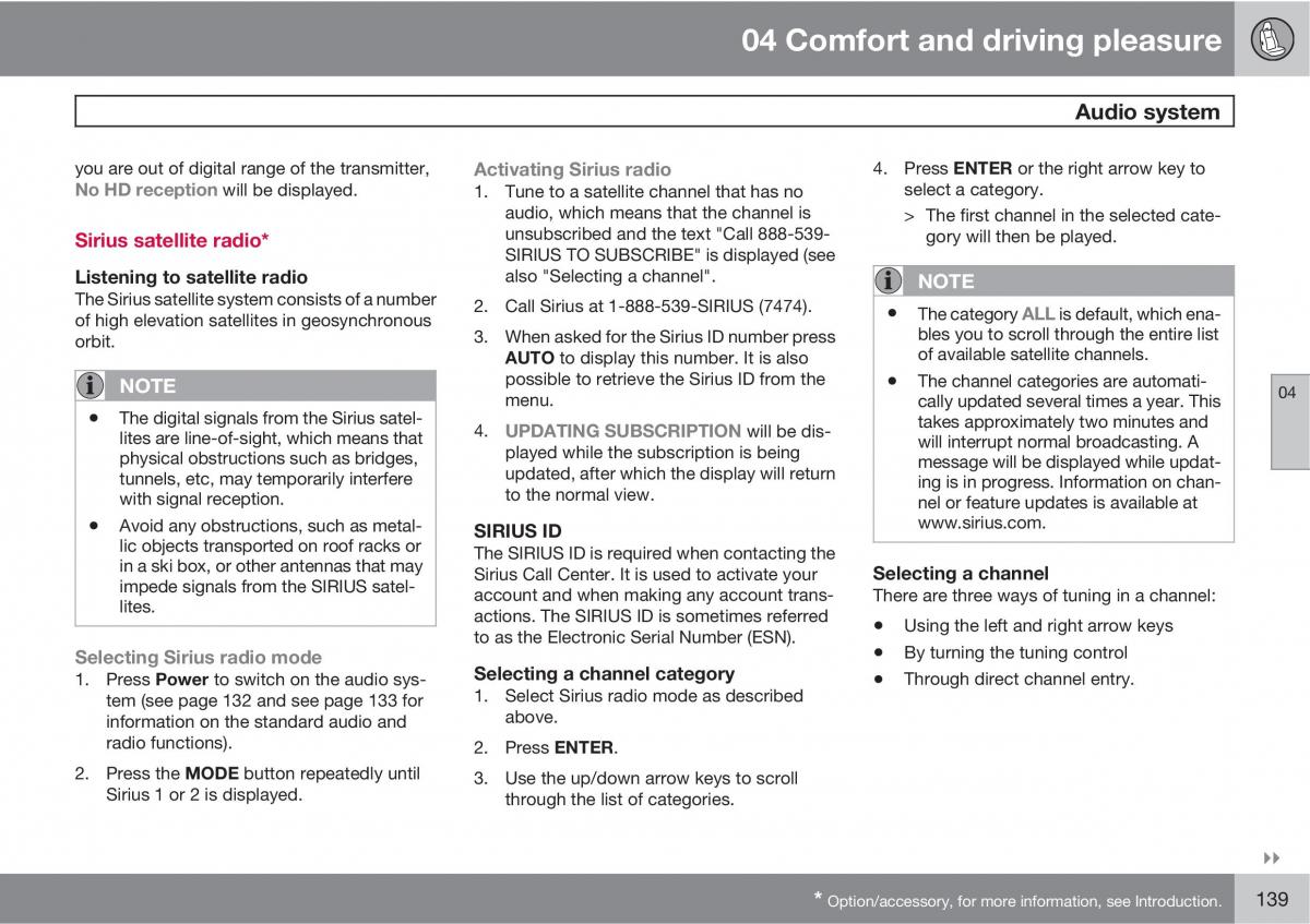 Volvo V70 XC70 III owners manual / page 139