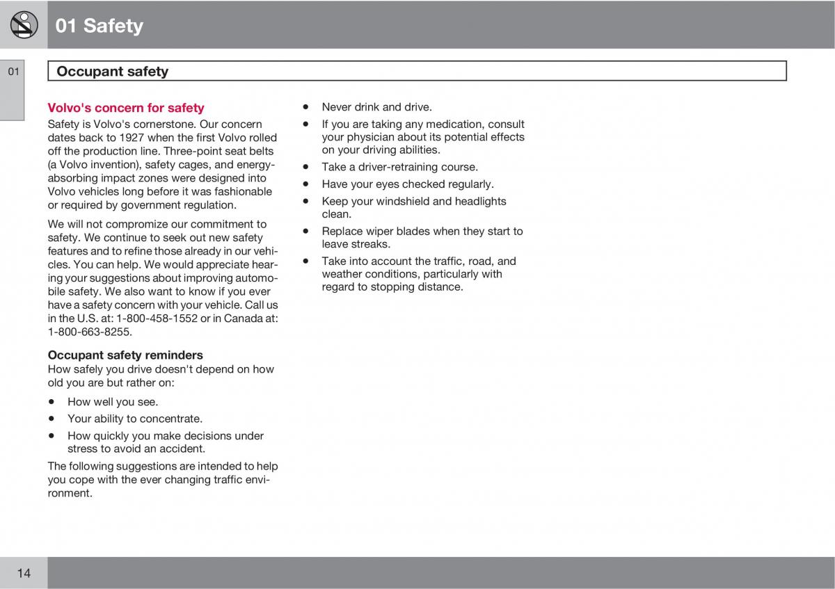 Volvo V70 XC70 III owners manual / page 14