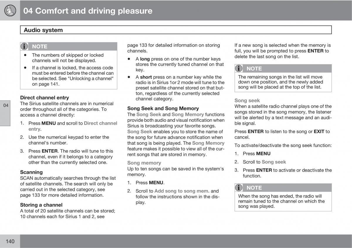 Volvo V70 XC70 III owners manual / page 140