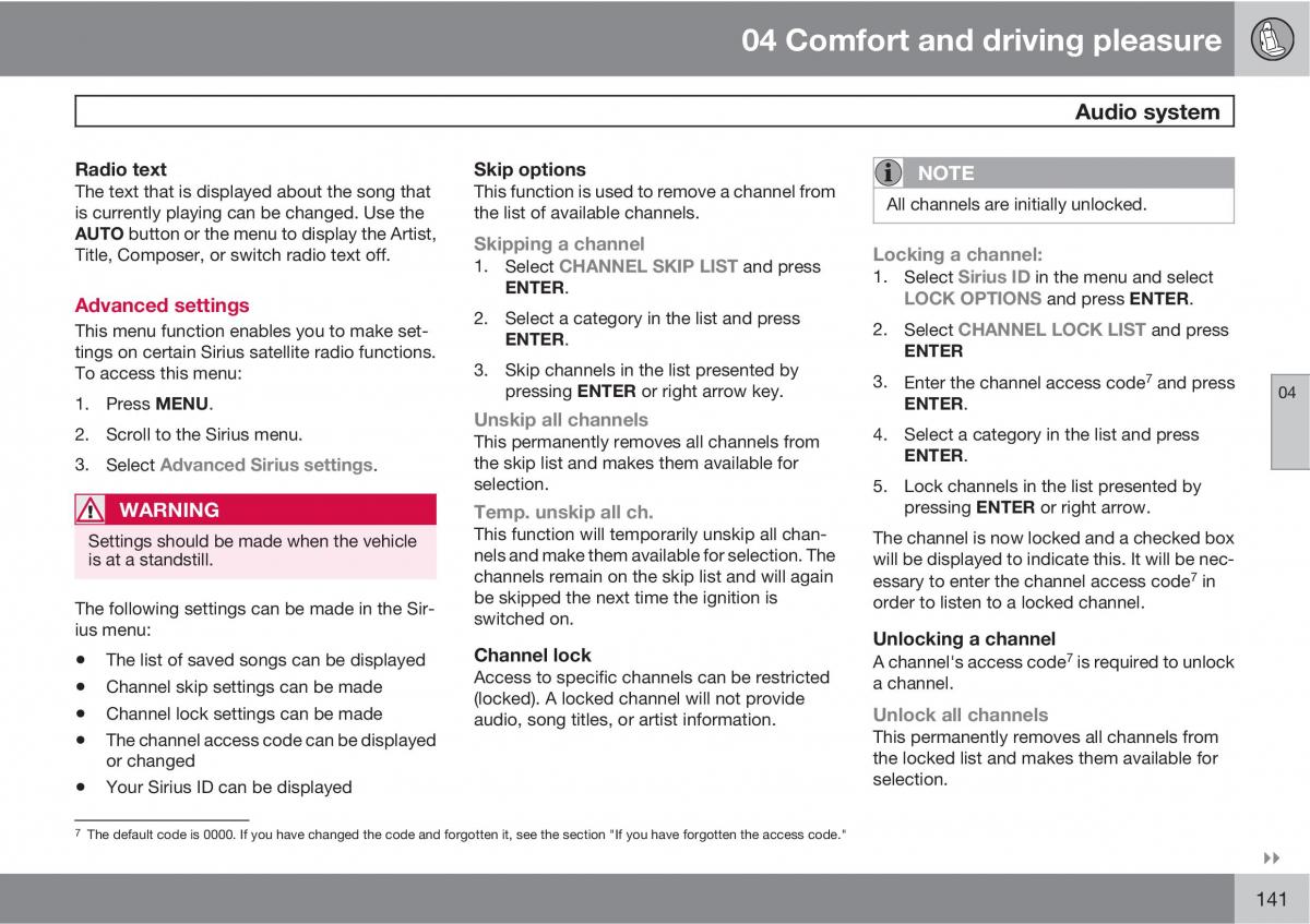 Volvo V70 XC70 III owners manual / page 141