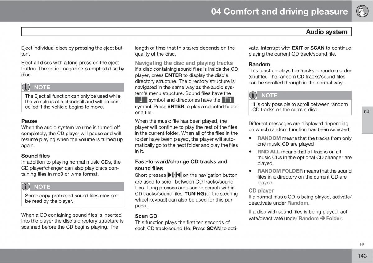 Volvo V70 XC70 III owners manual / page 143