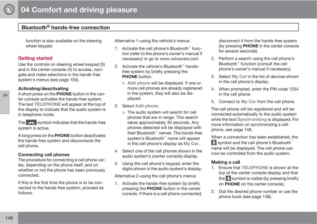 Volvo V70 XC70 III owners manual / page 146