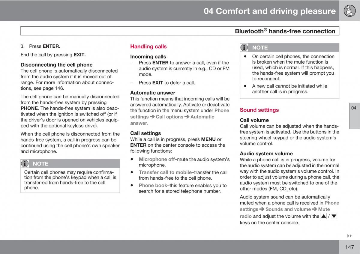 Volvo V70 XC70 III owners manual / page 147