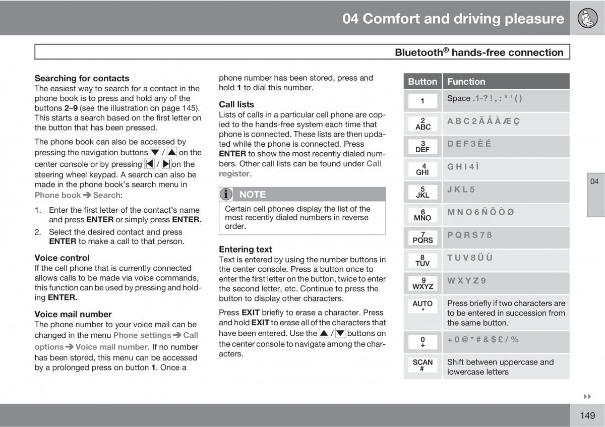 Volvo V70 XC70 III owners manual / page 149