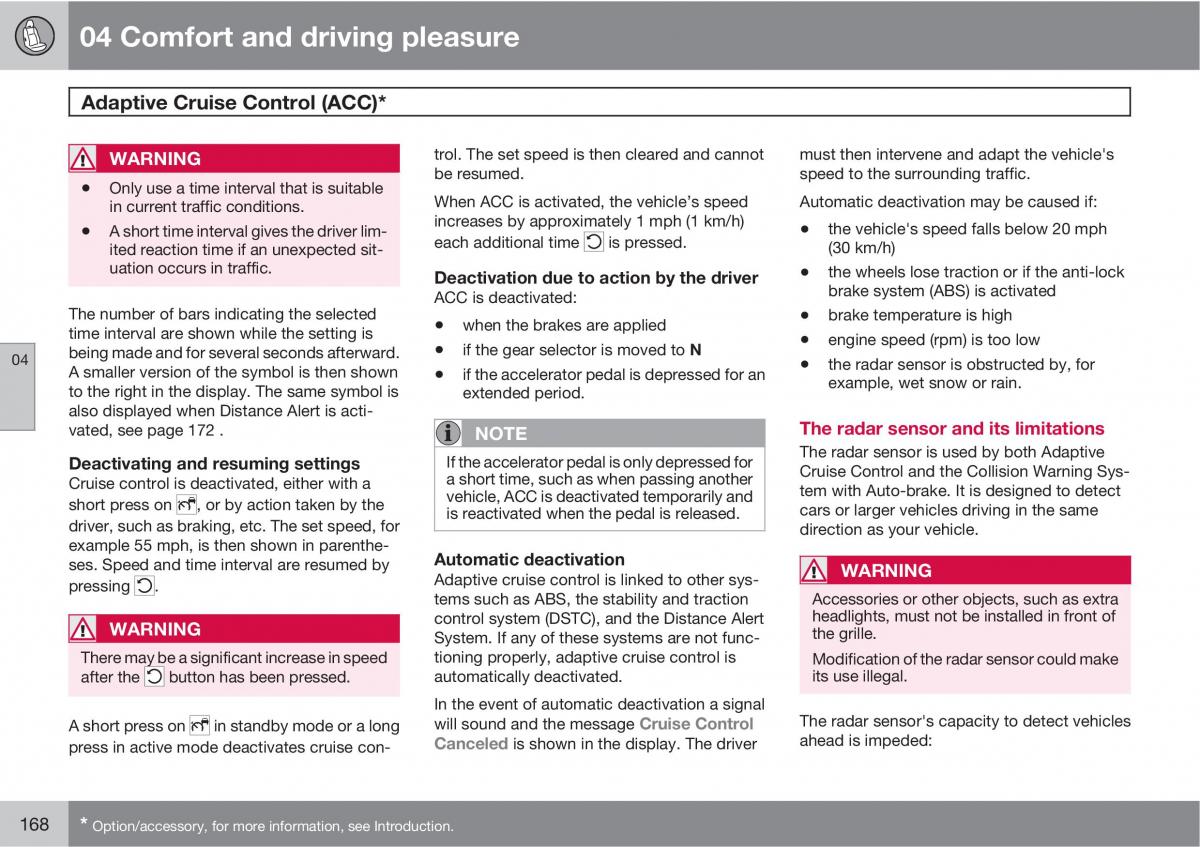 Volvo V70 XC70 III owners manual / page 168