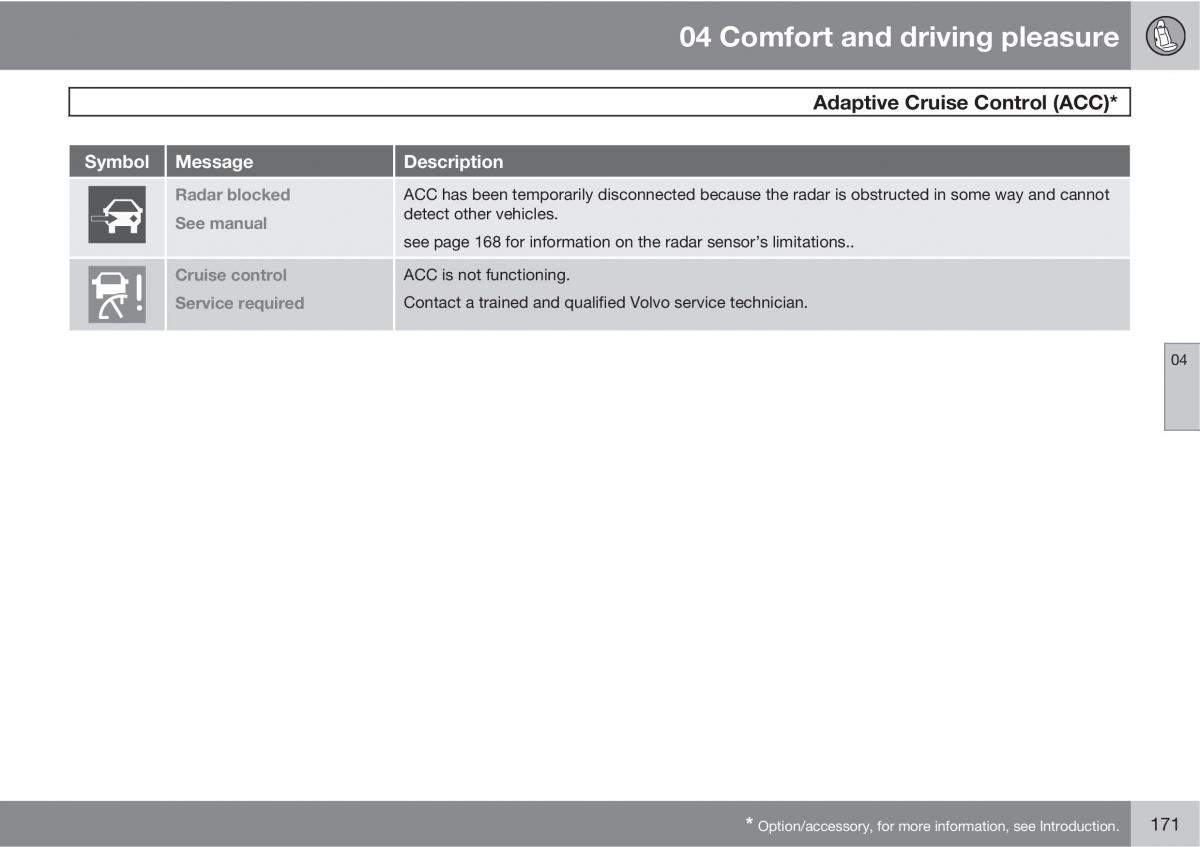 Volvo V70 XC70 III owners manual / page 171