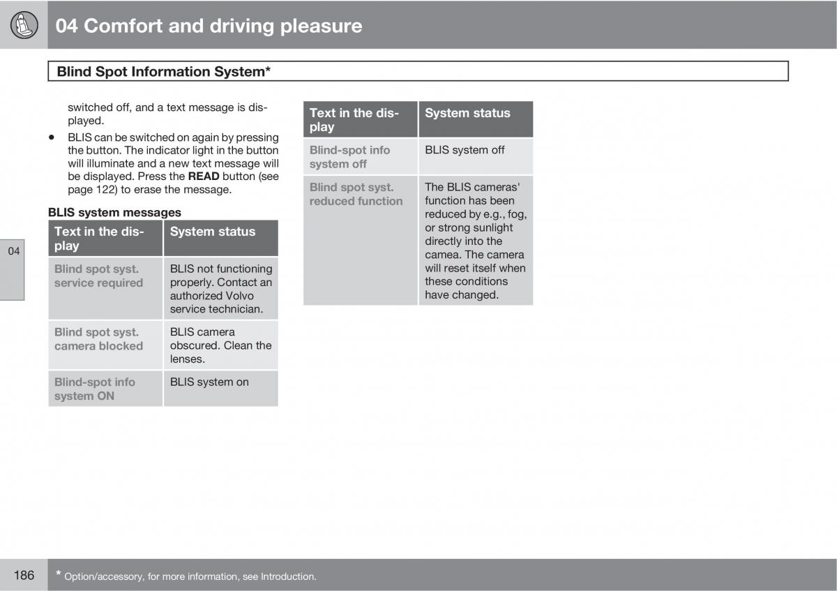 Volvo V70 XC70 III owners manual / page 186