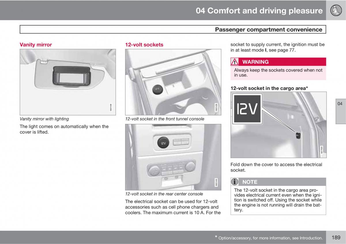 Volvo V70 XC70 III owners manual / page 189