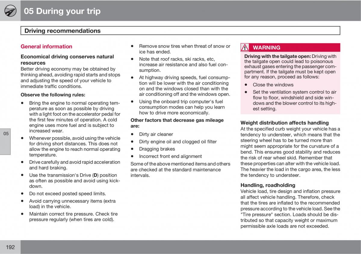 Volvo V70 XC70 III owners manual / page 192