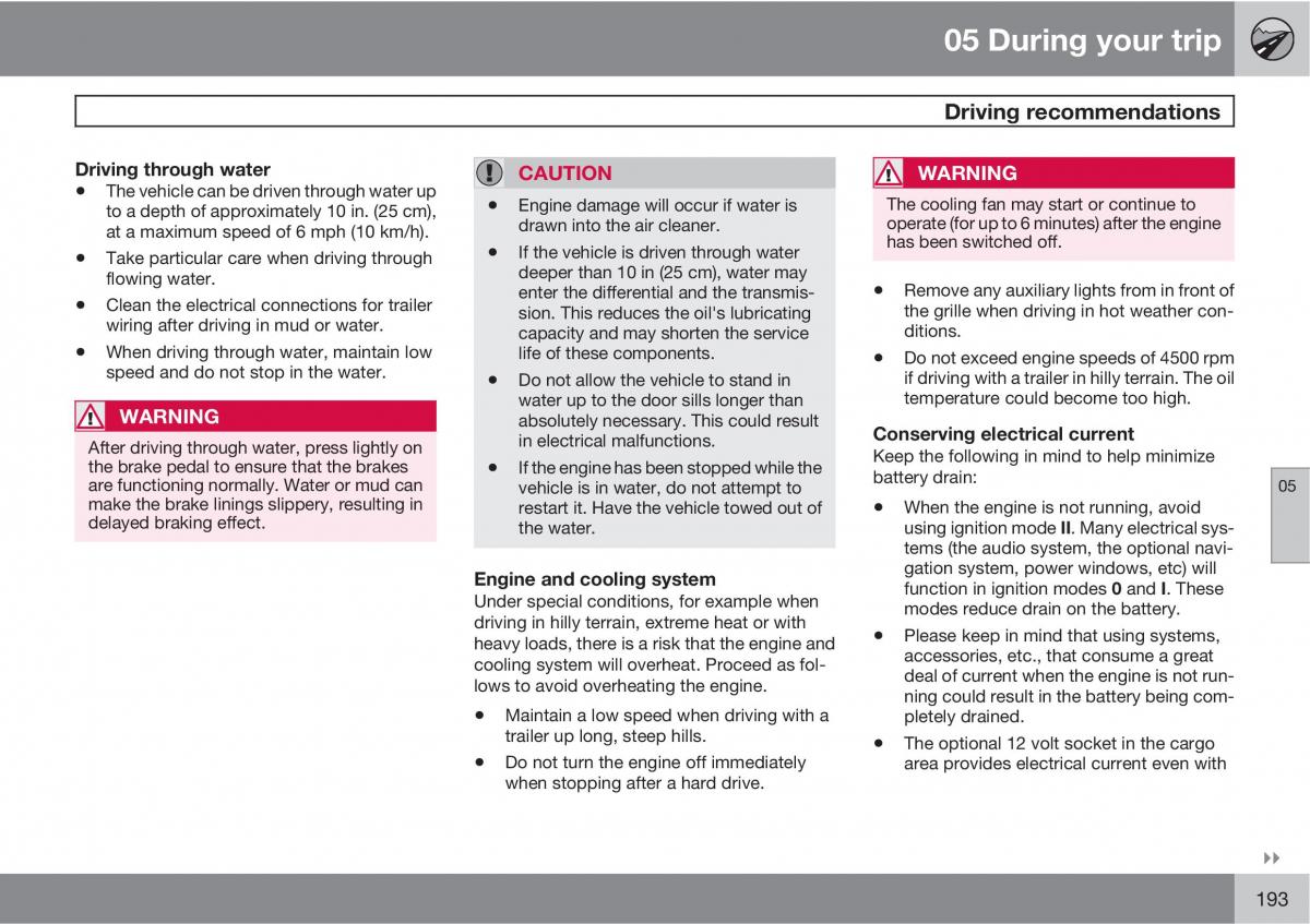 Volvo V70 XC70 III owners manual / page 193