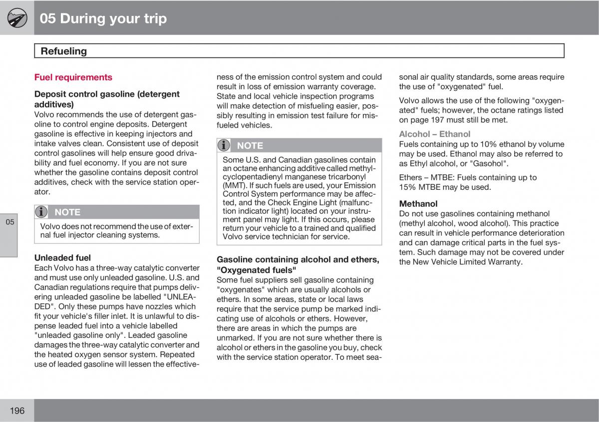 Volvo V70 XC70 III owners manual / page 196