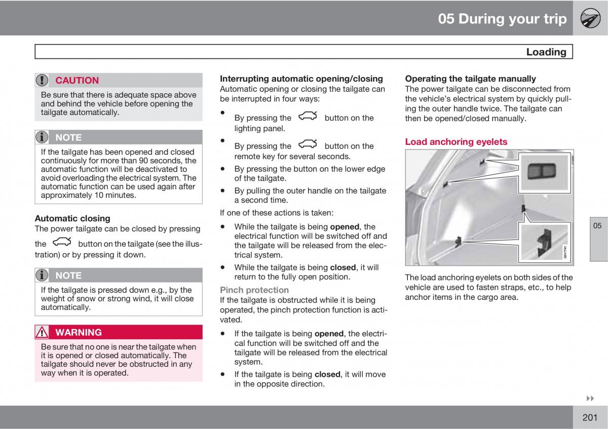 Volvo V70 XC70 III owners manual / page 201