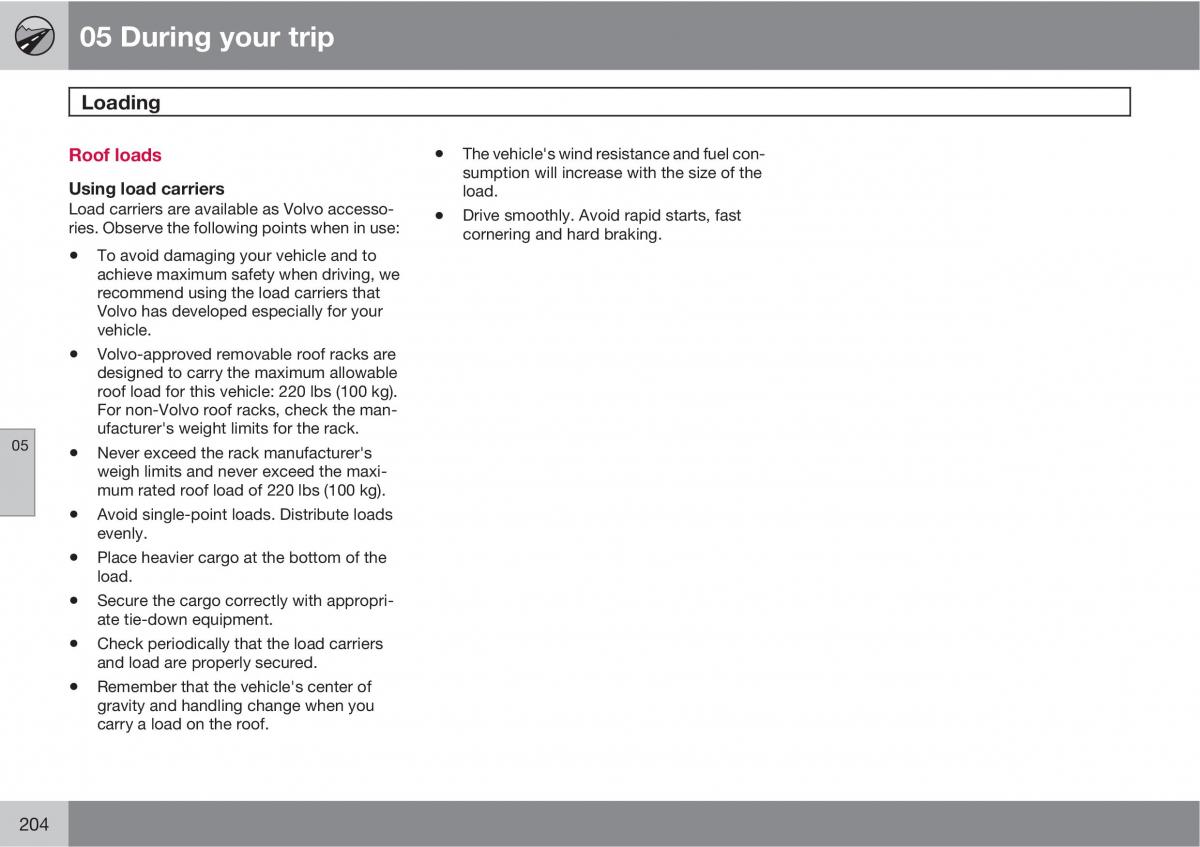 Volvo V70 XC70 III owners manual / page 204