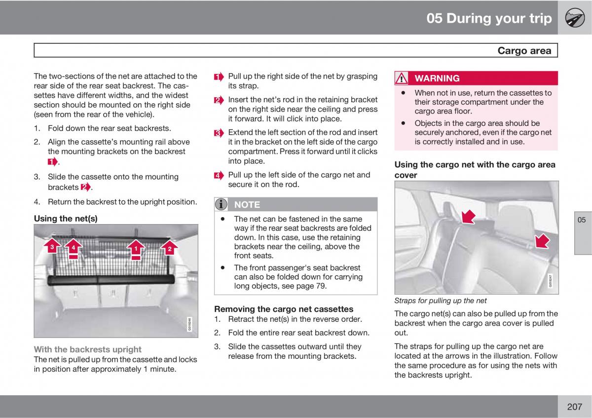 Volvo V70 XC70 III owners manual / page 207