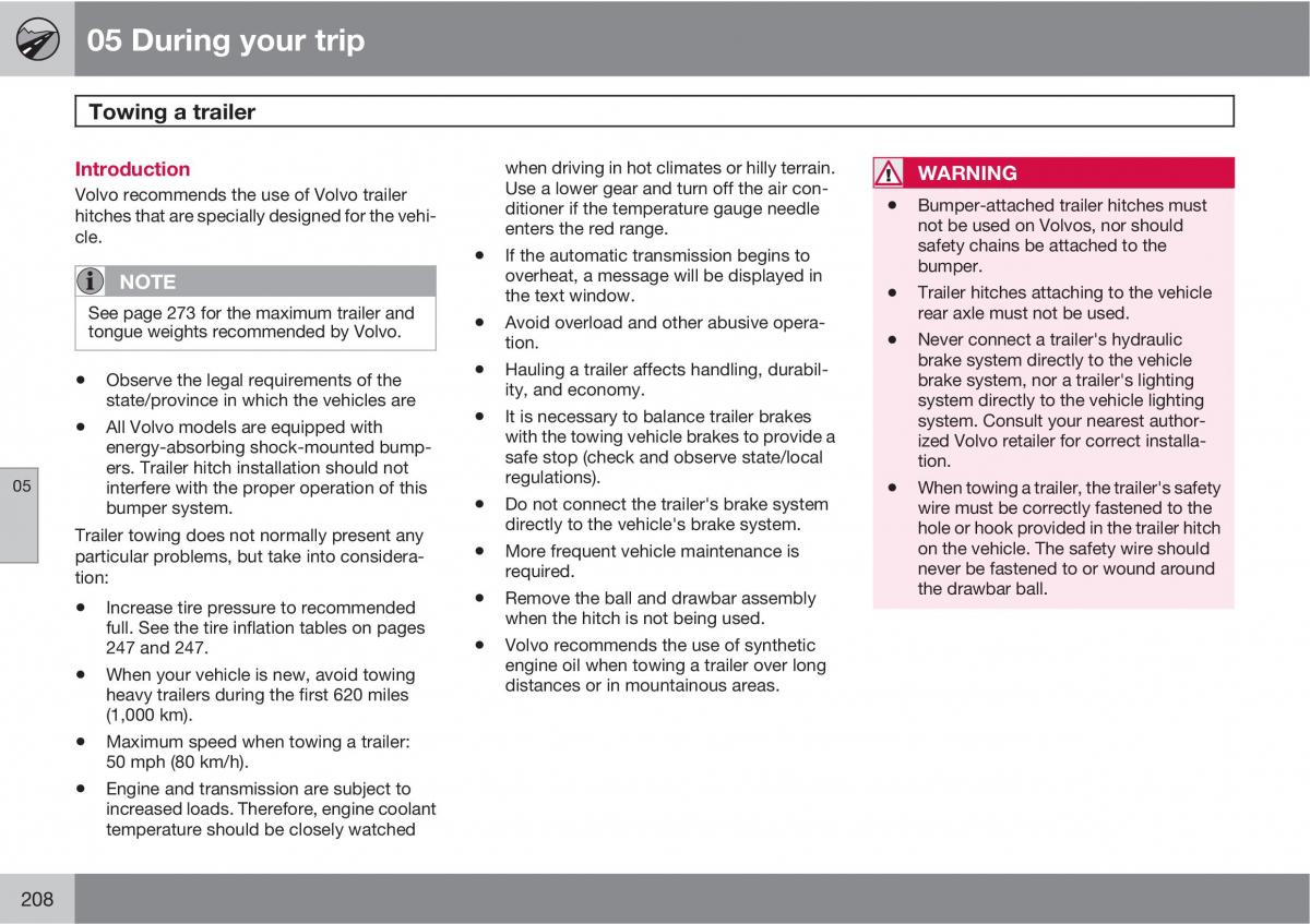 Volvo V70 XC70 III owners manual / page 208