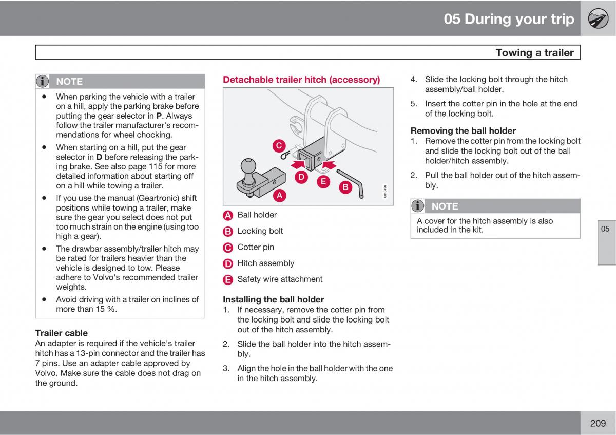 Volvo V70 XC70 III owners manual / page 209