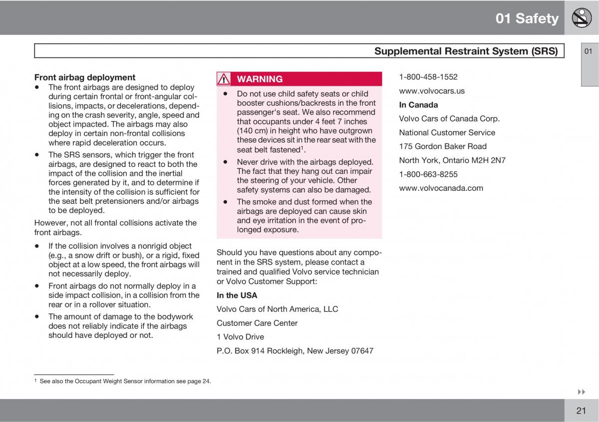 Volvo V70 XC70 III owners manual / page 21