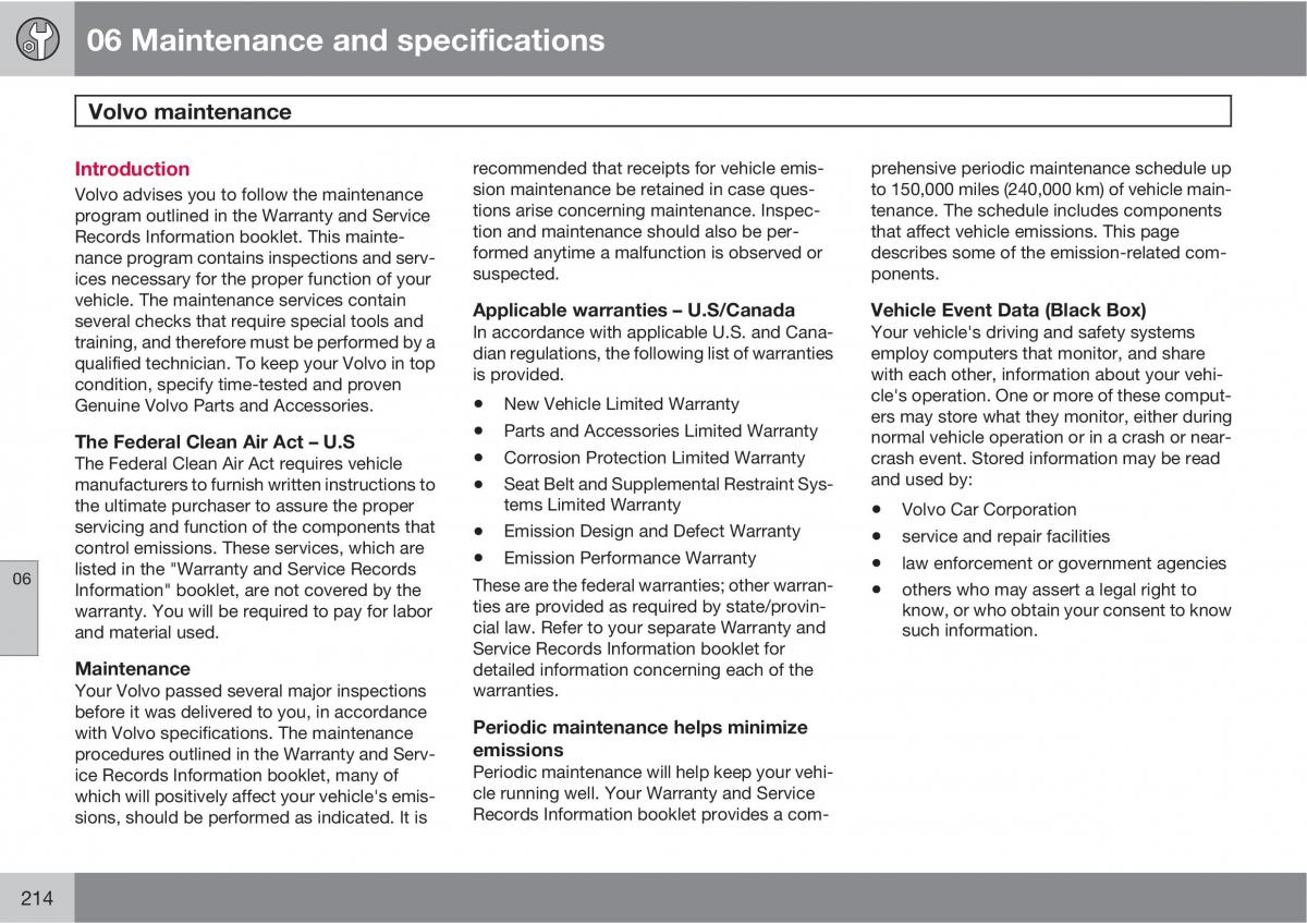 Volvo V70 XC70 III owners manual / page 214