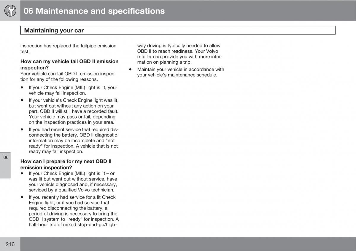 Volvo V70 XC70 III owners manual / page 216