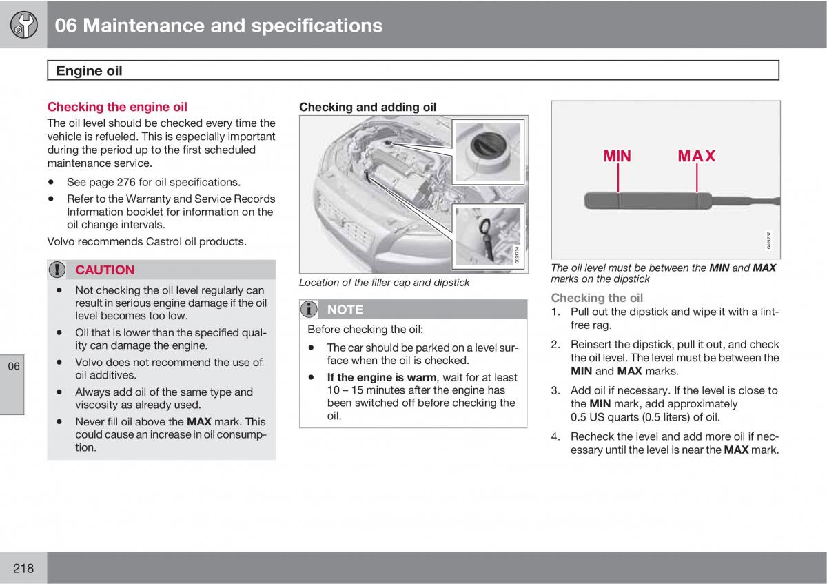 Volvo V70 XC70 III owners manual / page 218