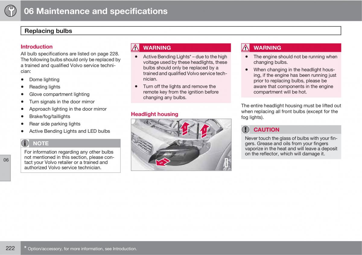 Volvo V70 XC70 III owners manual / page 222