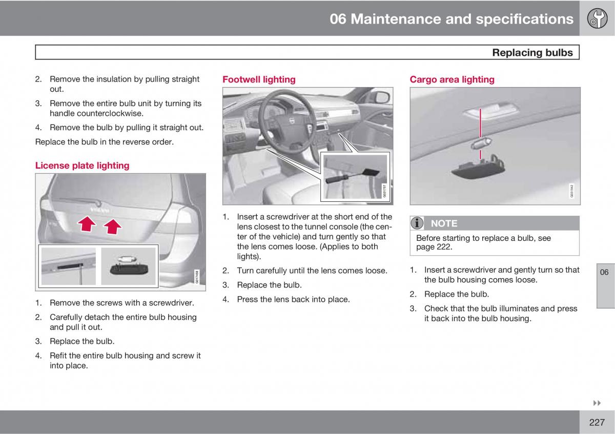 Volvo V70 XC70 III owners manual / page 227