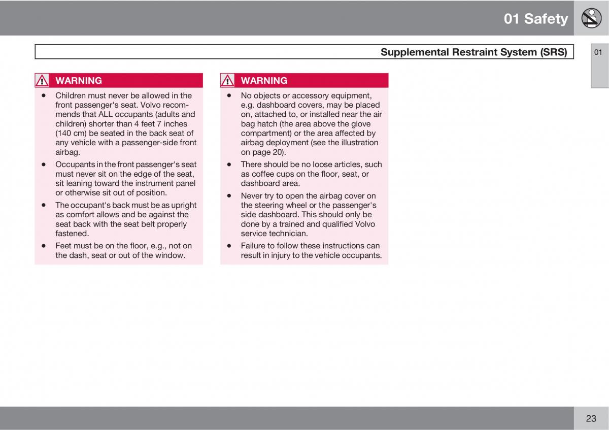 Volvo V70 XC70 III owners manual / page 23