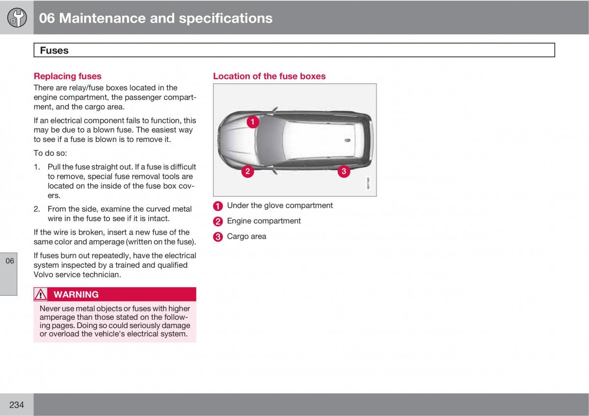 Volvo V70 XC70 III owners manual / page 234