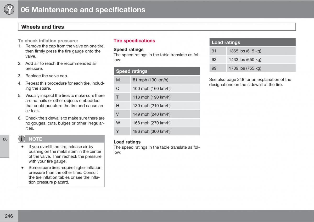 Volvo V70 XC70 III owners manual / page 246