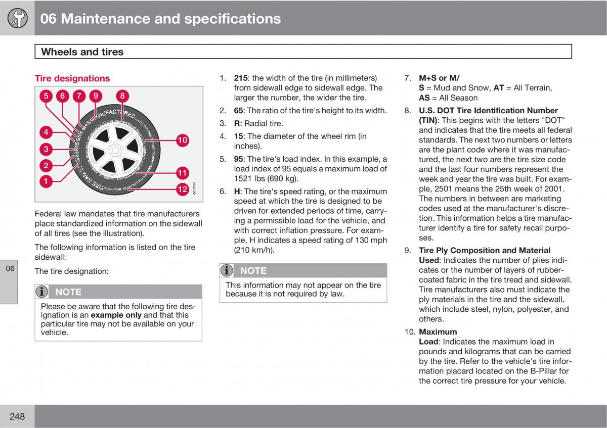 Volvo V70 XC70 III owners manual / page 248