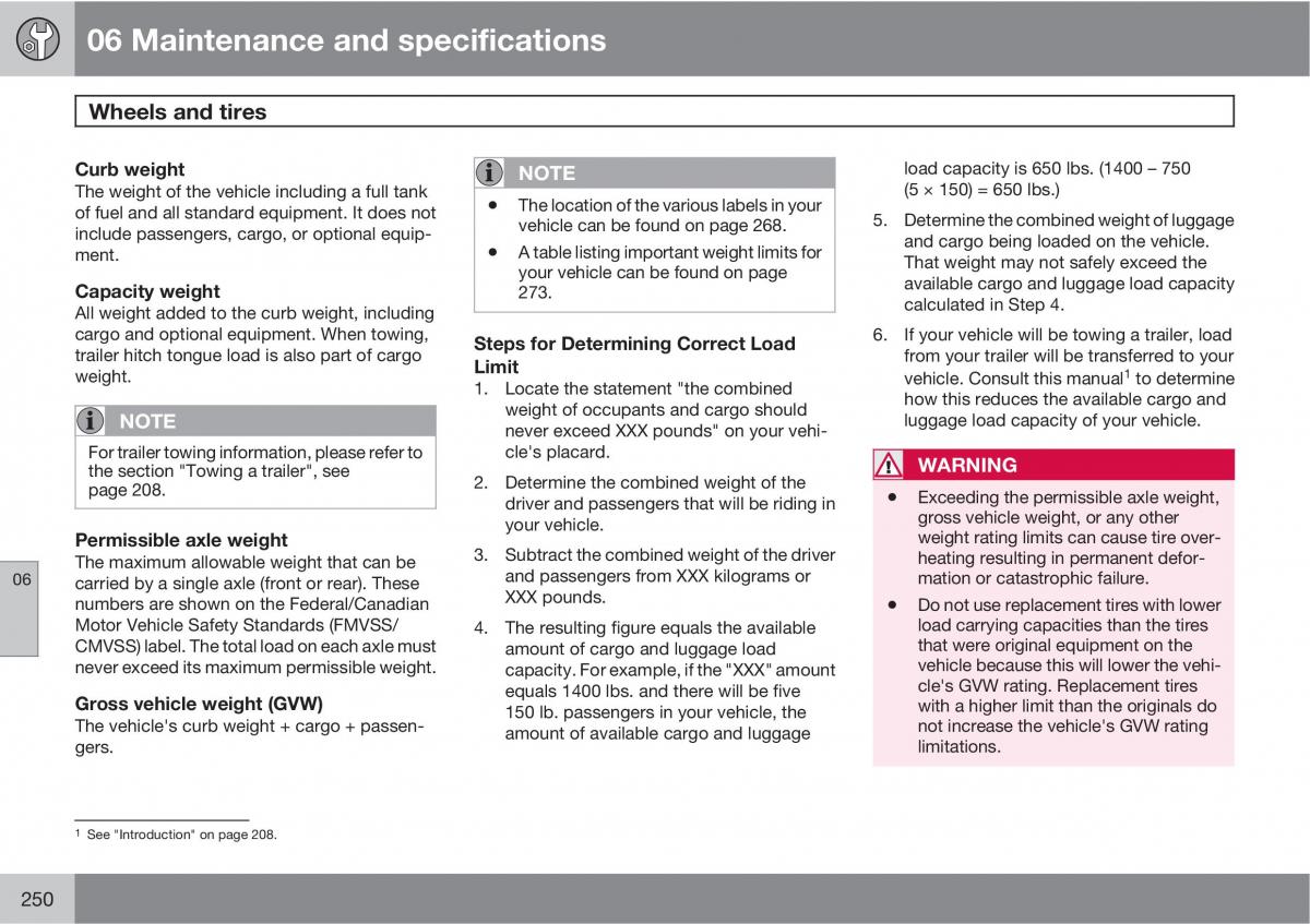 Volvo V70 XC70 III owners manual / page 250