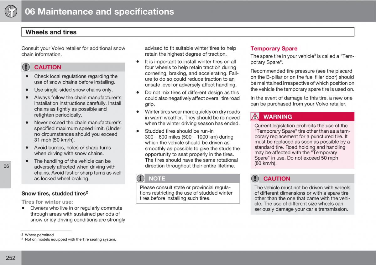 Volvo V70 XC70 III owners manual / page 252